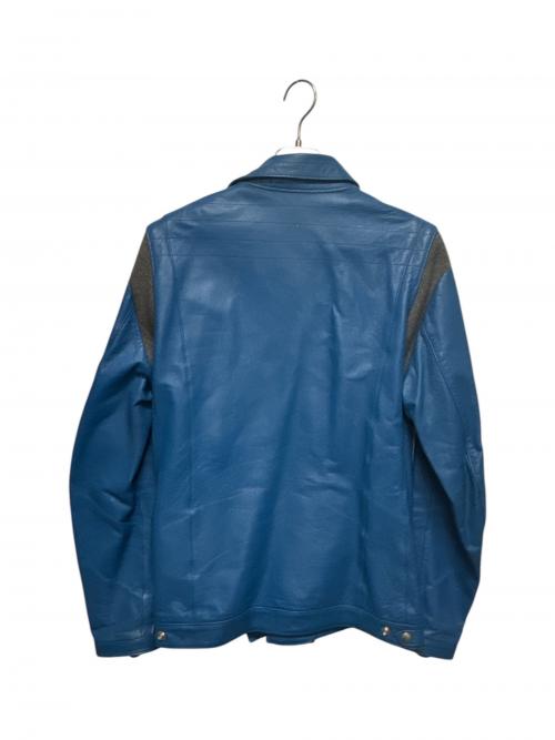 UNDERCOVER（アンダーカバー）UNDERCOVER (アンダーカバー) アームニット切替ライダース ブルー サイズ:4の古着・服飾アイテム