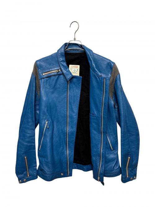 UNDERCOVER（アンダーカバー）UNDERCOVER (アンダーカバー) アームニット切替ライダース ブルー サイズ:4の古着・服飾アイテム