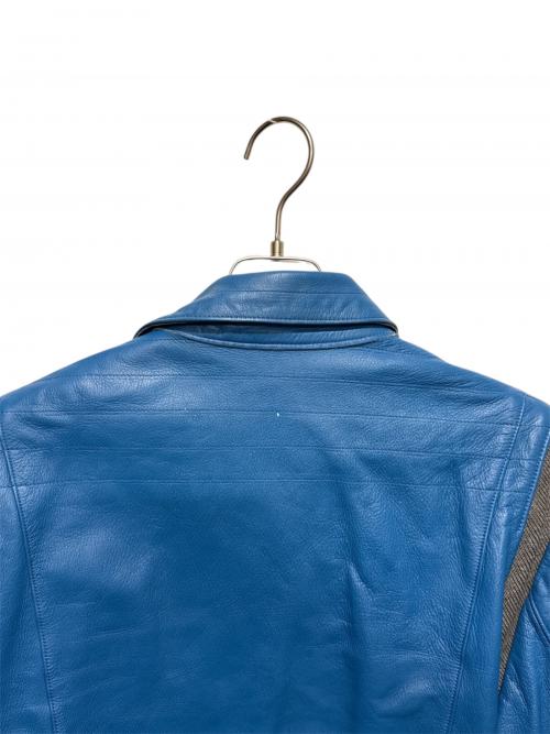 UNDERCOVER（アンダーカバー）UNDERCOVER (アンダーカバー) アームニット切替ライダース ブルー サイズ:4の古着・服飾アイテム