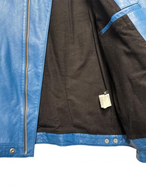 UNDERCOVER（アンダーカバー）UNDERCOVER (アンダーカバー) アームニット切替ライダース ブルー サイズ:4の古着・服飾アイテム