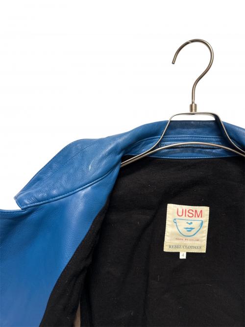 UNDERCOVER（アンダーカバー）UNDERCOVER (アンダーカバー) アームニット切替ライダース ブルー サイズ:4の古着・服飾アイテム