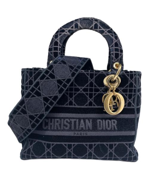Christian Dior（クリスチャン ディオール）Christian Dior (クリスチャン ディオール) レディ D-ライト LADY D-LITE ミディアムバッグ ネイビー サイズ:ミディアムの古着・服飾アイテム