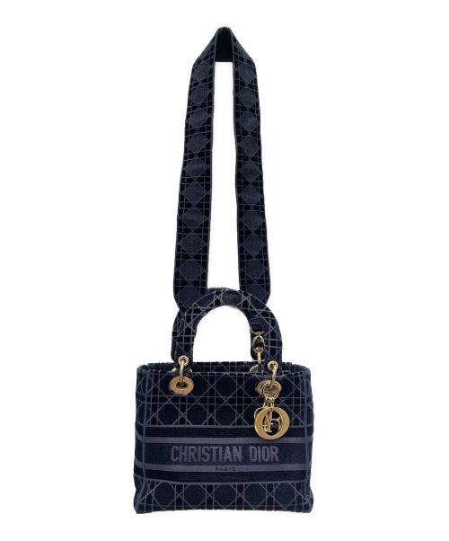 Christian Dior（クリスチャン ディオール）Christian Dior (クリスチャン ディオール) レディ D-ライト LADY D-LITE ミディアムバッグ ネイビー サイズ:ミディアムの古着・服飾アイテム