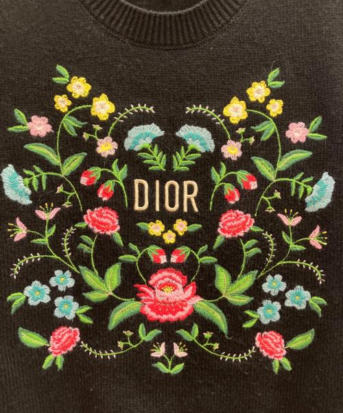 Dior（ディオール）Dior (ディオール) フラワー刺繍 カシミヤ混ベスト ブラック サイズ:13の古着・服飾アイテム