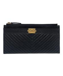 CHANEL（シャネル）の古着「シェブロンステッチ ジップ付ロングウォレット/A81254」｜ブラック