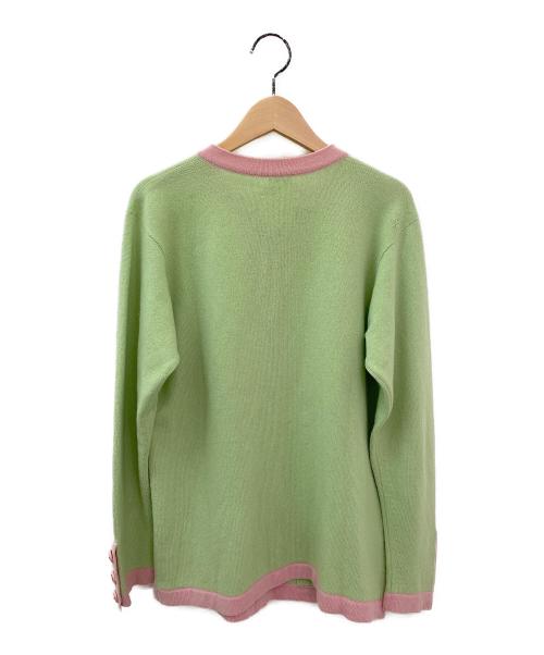 CHANEL（シャネル）CHANEL (シャネル) ココマークボタンカーディガン グリーン×ピンク サイズ:-の古着・服飾アイテム