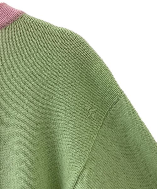 CHANEL（シャネル）CHANEL (シャネル) ココマークボタンカーディガン グリーン×ピンク サイズ:-の古着・服飾アイテム