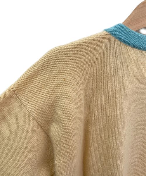 CHANEL（シャネル）CHANEL (シャネル) ココマークボタン半袖ニットカーディガン イエロー×ブルー サイズ:40の古着・服飾アイテム