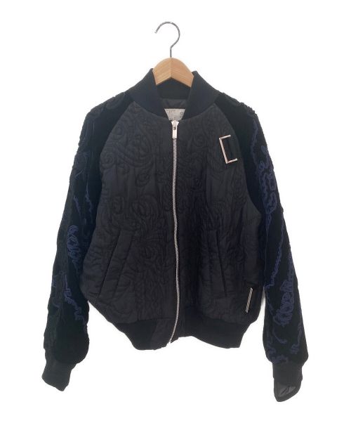 sacai（サカイ）sacai (サカイ) 刺繍ブルゾンジャケット ブラック サイズ:2の古着・服飾アイテム
