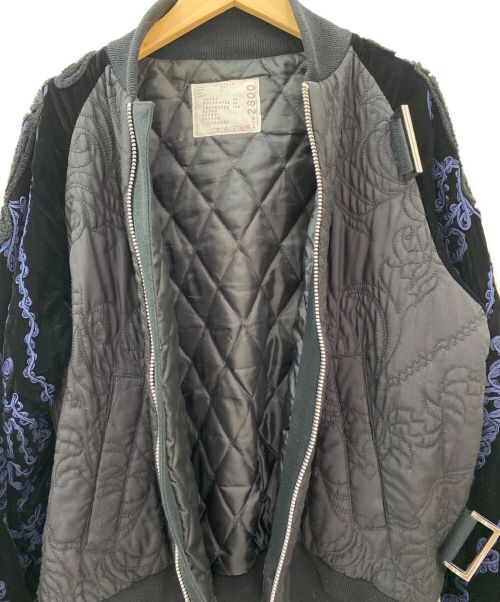 sacai（サカイ）sacai (サカイ) 刺繍ブルゾンジャケット ブラック サイズ:2の古着・服飾アイテム