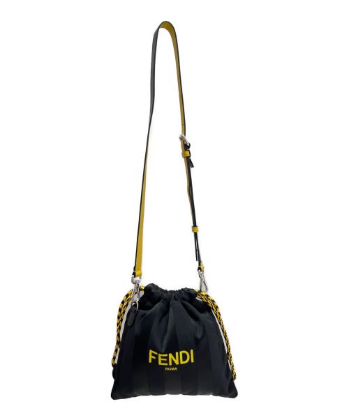 FENDI（フェンディ）FENDI (フェンディ) スリムクラッチショルダーバッグ ブラック×イエローの古着・服飾アイテム