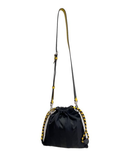 FENDI（フェンディ）FENDI (フェンディ) スリムクラッチショルダーバッグ ブラック×イエローの古着・服飾アイテム