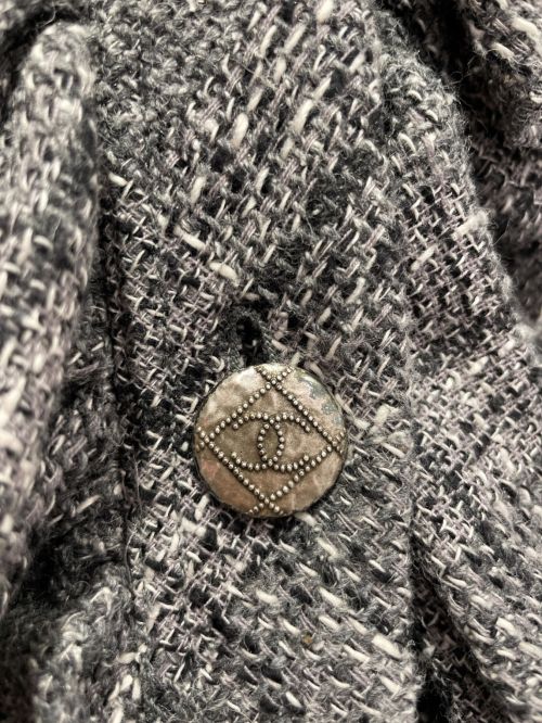 CHANEL（シャネル）CHANEL (シャネル) フリルツイードジャケット グレー サイズ:34の古着・服飾アイテム