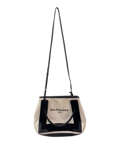 BALENCIAGA（バレンシアガ）BALENCIAGA (バレンシアガ) NAVY CABAS XS アイボリー×ブラックの古着・服飾アイテム
