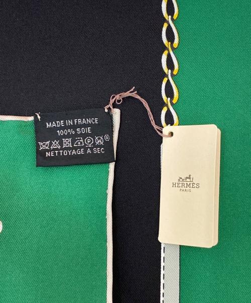 HERMES（エルメス）HERMES (エルメス) カレ90 ブラック×グリーン サイズ:90 未使用品の古着・服飾アイテム