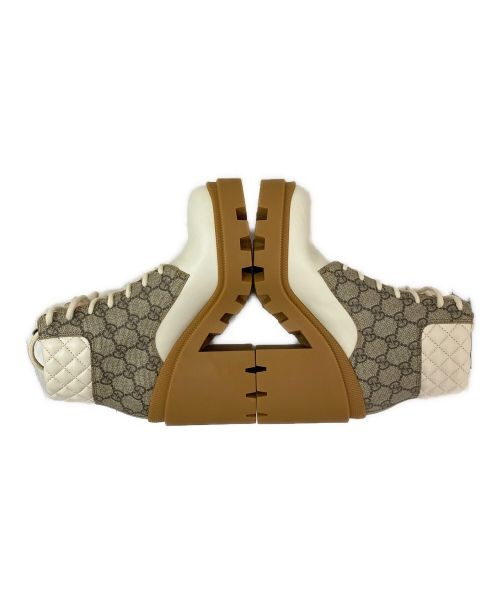 GUCCI（グッチ）GUCCI (グッチ) GGアンクルブーツ ホワイト×ブラウン サイズ:36の古着・服飾アイテム