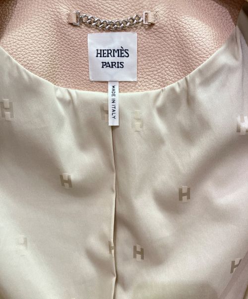 HERMES（エルメス）HERMES (エルメス) レザージャケット ベージュ サイズ:36の古着・服飾アイテム