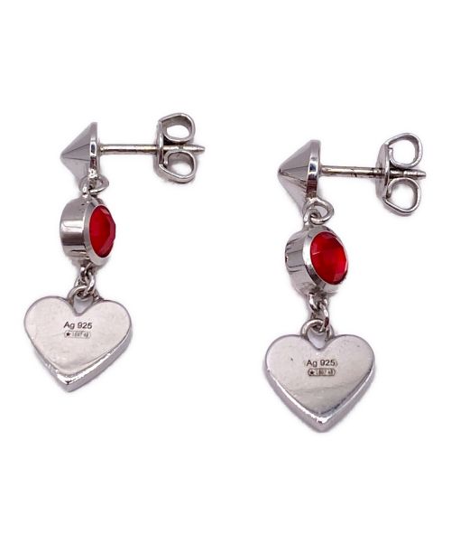 GUCCI（グッチ）GUCCI (グッチ) ハートストーンピアス シルバー×レッドの古着・服飾アイテム