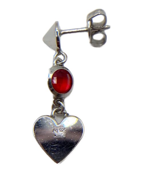 GUCCI（グッチ）GUCCI (グッチ) ハートストーンピアス シルバー×レッドの古着・服飾アイテム