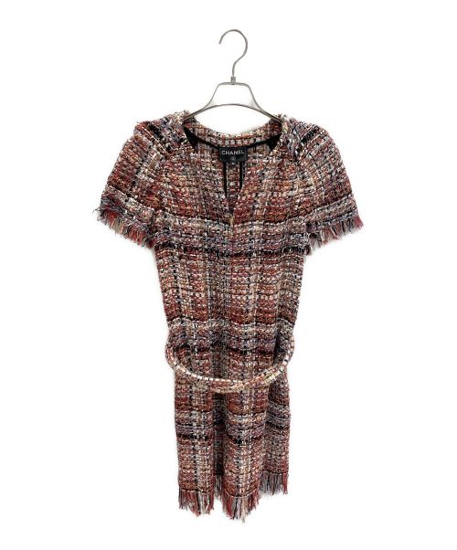 CHANEL（シャネル）CHANEL (シャネル) ツイードフリンジワンピース レッド サイズ:36の古着・服飾アイテム