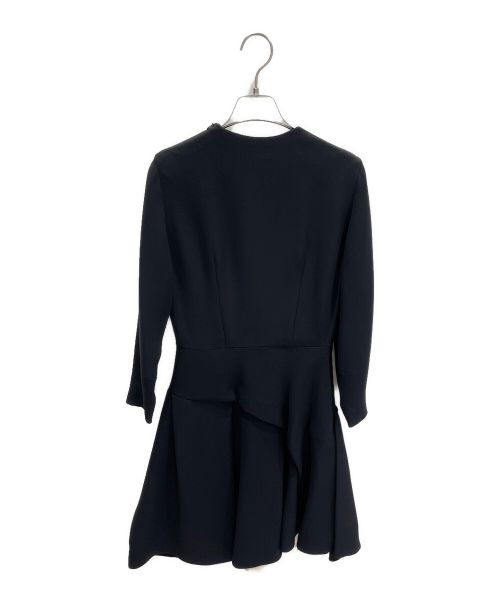Christian Dior（クリスチャン ディオール）Christian Dior (クリスチャン ディオール) シルクフレアワンピース ブラック×ホワイト サイズ:36の古着・服飾アイテム