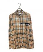 BURBERRYバーバリー）の古着「Rib Knit Detail Vintage Check Cotton Shirt」｜ブラウン