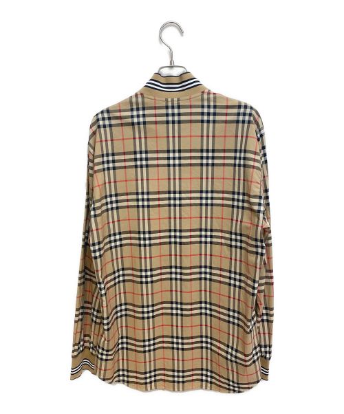 BURBERRY（バーバリー）BURBERRY (バーバリー) Rib Knit Detail Vintage Check Cotton Shirt  ブラウン サイズ:Lの古着・服飾アイテム