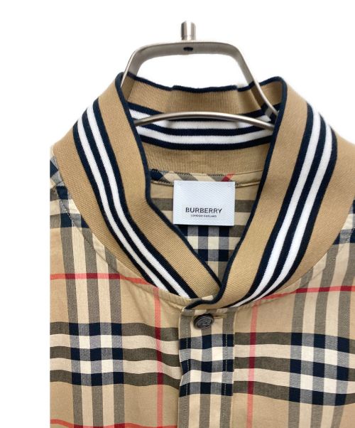 BURBERRY（バーバリー）BURBERRY (バーバリー) Rib Knit Detail Vintage Check Cotton Shirt  ブラウン サイズ:Lの古着・服飾アイテム