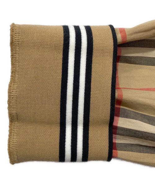 BURBERRY（バーバリー）BURBERRY (バーバリー) Rib Knit Detail Vintage Check Cotton Shirt  ブラウン サイズ:Lの古着・服飾アイテム