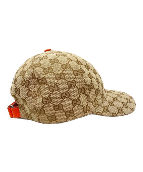 GUCCI（グッチ）GUCCI (グッチ) THE NORTH FACE (ザ ノース フェイス) GGベースボールキャップ ベージュ×オレンジ サイズ:Mの古着・服飾アイテム
