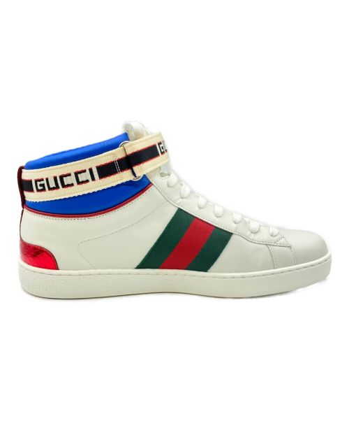 GUCCI（グッチ）GUCCI (グッチ) ACEストライプハイカットスニーカー ホワイト×ブルー×レッド サイズ:6の古着・服飾アイテム