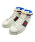 GUCCI（グッチ）の古着「ACEストライプハイカットスニーカー」｜ホワイト×ブルー×レッド