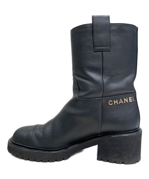CHANEL（シャネル）CHANEL (シャネル) ハーフレザーブーツ ブラック サイズ:37cの古着・服飾アイテム
