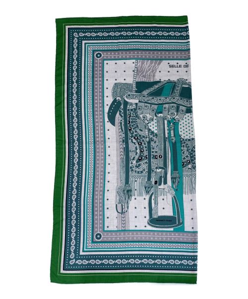 HERMES（エルメス）HERMES (エルメス) Selle de Dignitaire バンダナショール グリーンの古着・服飾アイテム