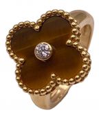 VAN CLEEF & ARPELSヴァンクリーフ＆アーペル）の古着「ヴィンテージ アルハンブラ タイガーアイ1Pダイヤモンドリング」