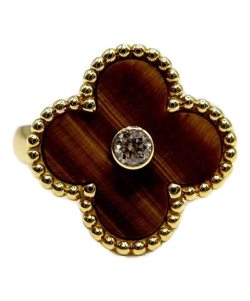 VAN CLEEF & ARPELS（ヴァンクリーフ＆アーペル）VAN CLEEF & ARPELS (ヴァンクリーフ＆アーペル) ヴィンテージ アルハンブラ タイガーアイ1Pダイヤモンドリング サイズ:49の古着・服飾アイテム