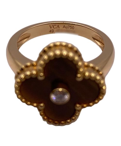 VAN CLEEF & ARPELS（ヴァンクリーフ＆アーペル）VAN CLEEF & ARPELS (ヴァンクリーフ＆アーペル) ヴィンテージ アルハンブラ タイガーアイ1Pダイヤモンドリング サイズ:49の古着・服飾アイテム