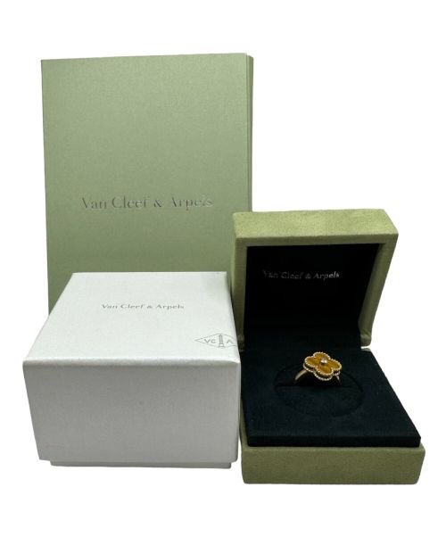 VAN CLEEF & ARPELS（ヴァンクリーフ＆アーペル）VAN CLEEF & ARPELS (ヴァンクリーフ＆アーペル) ヴィンテージ アルハンブラ タイガーアイ1Pダイヤモンドリング サイズ:49の古着・服飾アイテム