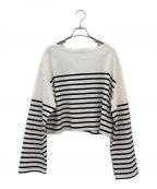 EVERYDAY I LIKE.エヴリデイ アイ ライク）の古着「Cropped Stripe Tシャツ」｜ホワイト×ブラック