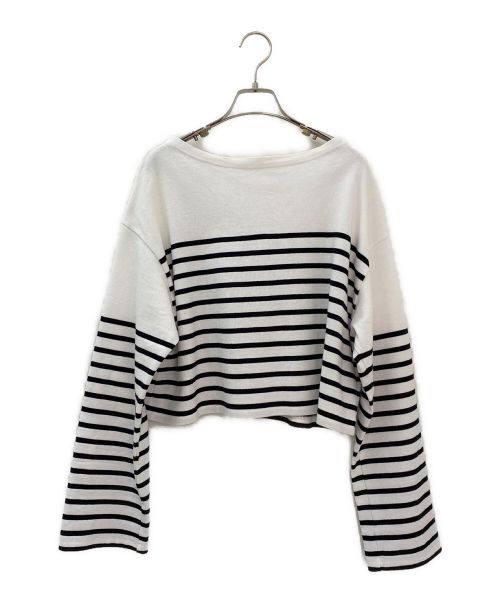 EVERYDAY I LIKE.（エヴリデイ アイ ライク）EVERYDAY I LIKE. (エヴリデイ アイ ライク) Cropped Stripe Tシャツ ホワイト×ブラック サイズ:-の古着・服飾アイテム