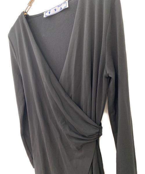 OFFWHITE（オフホワイト）OFFWHITE (オフホワイト) ドレープラップロゴディテールワンピース ブラック サイズ:40の古着・服飾アイテム