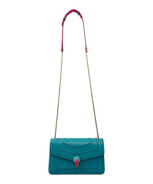 BVLGARI（ブルガリ）BVLGARI (ブルガリ) Serpenti Forever Small Leather Crossbody Bag ブルーグリーン×ピンク サイズ:Sの古着・服飾アイテム