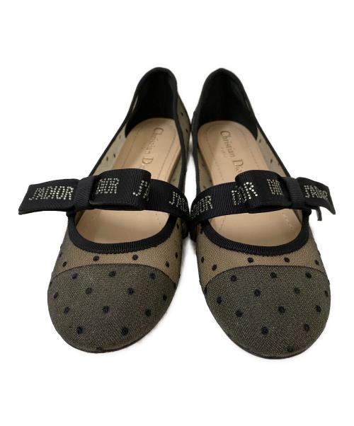 Christian Dior（クリスチャン ディオール）Christian Dior (クリスチャン ディオール) チュールドットバレエシューズ ブラックベージュ サイズ:36 1/2の古着・服飾アイテム
