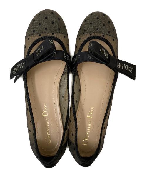 Christian Dior（クリスチャン ディオール）Christian Dior (クリスチャン ディオール) チュールドットバレエシューズ ブラックベージュ サイズ:36 1/2の古着・服飾アイテム