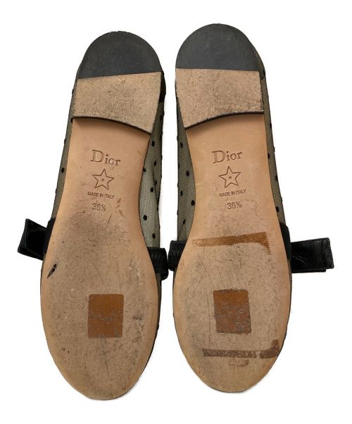 Christian Dior（クリスチャン ディオール）Christian Dior (クリスチャン ディオール) チュールドットバレエシューズ ブラックベージュ サイズ:36 1/2の古着・服飾アイテム