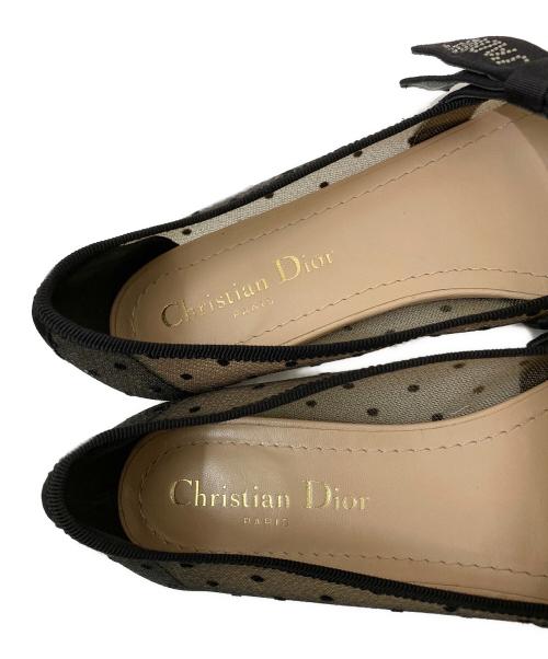 Christian Dior（クリスチャン ディオール）Christian Dior (クリスチャン ディオール) チュールドットバレエシューズ ブラックベージュ サイズ:36 1/2の古着・服飾アイテム