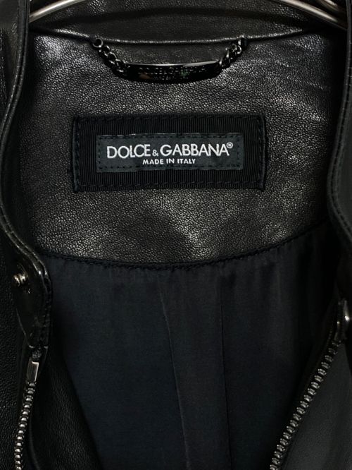 DOLCE & GABBANA（ドルチェ＆ガッバーナ）DOLCE & GABBANA (ドルチェ＆ガッバーナ) Plain Leather Biker Jackets ブラック サイズ:46の古着・服飾アイテム