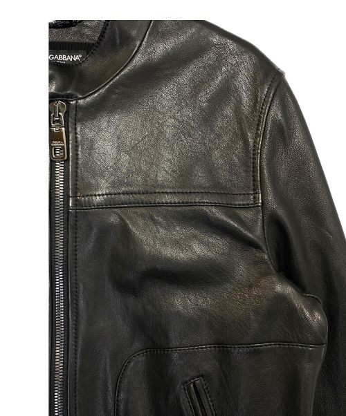 DOLCE & GABBANA（ドルチェ＆ガッバーナ）DOLCE & GABBANA (ドルチェ＆ガッバーナ) Plain Leather Biker Jackets ブラック サイズ:46の古着・服飾アイテム