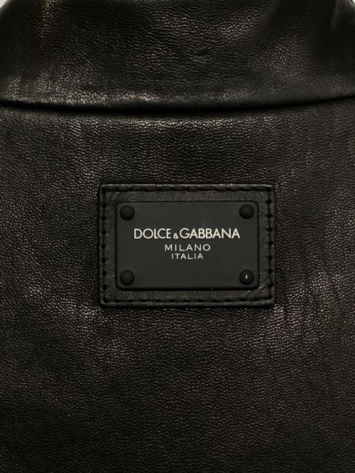 DOLCE & GABBANA（ドルチェ＆ガッバーナ）DOLCE & GABBANA (ドルチェ＆ガッバーナ) Plain Leather Biker Jackets ブラック サイズ:46の古着・服飾アイテム