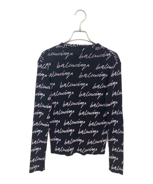 BALENCIAGA（バレンシアガ）BALENCIAGA (バレンシアガ) ロゴ総柄ニット ブラック サイズ:Sの古着・服飾アイテム